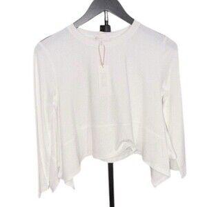 GB Girls XL (16) White Long Sleeve Asymmetrical Handkerchief Hem Top NWT